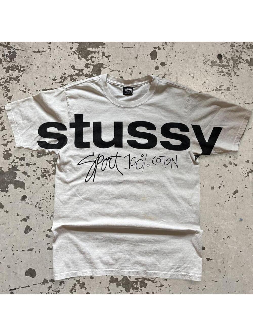 INSANE vintage stussy sport spellout tee. Some light staining.